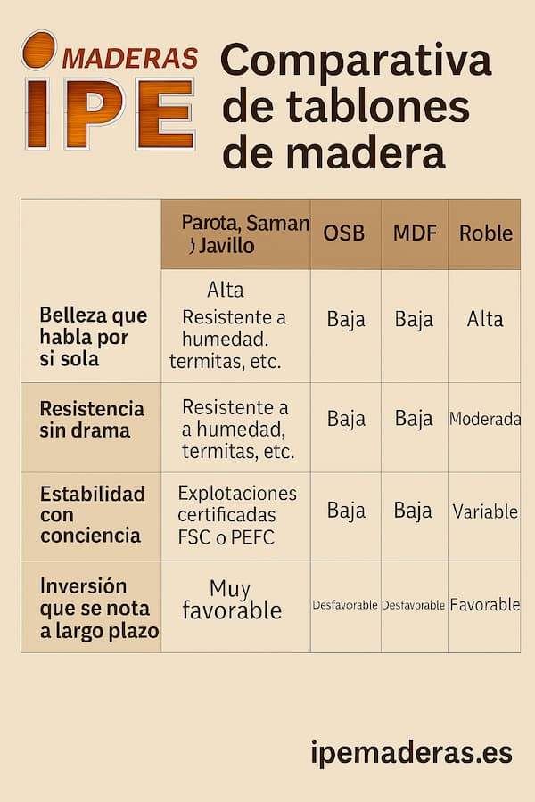 comparativa tablones de madera maciza
