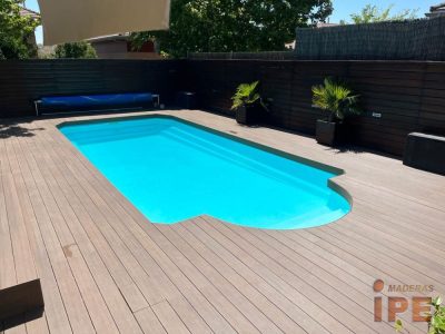tarima sintética tecnoipe en color teca piscina en Miramadrid (3)